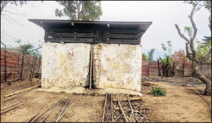 PHED water reservoir for supply to Kiphire Town seen here in a morbid condition. Despite being declared an ‘aspirational district,’ Kiphire's people have not been given basic access to clean water. (Morung Photo)